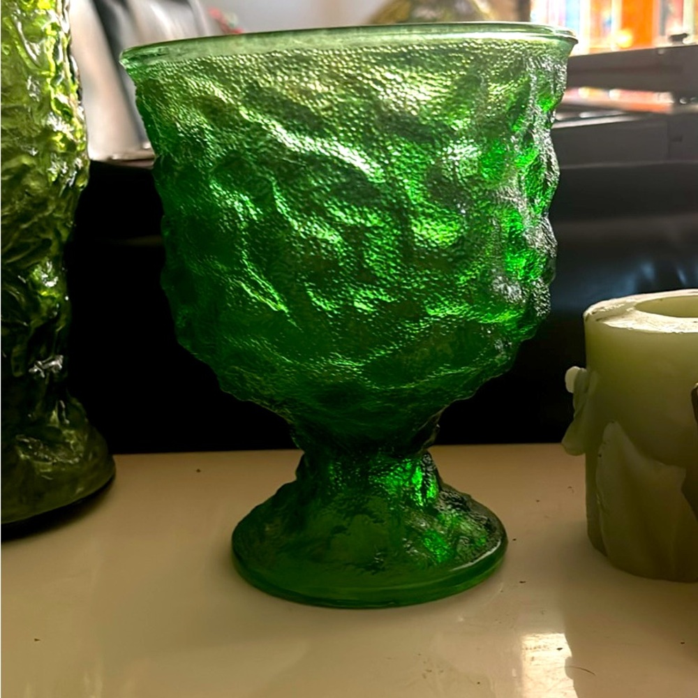 Vintage set of three Green Glasswear